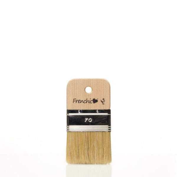 Frenchic Flat Blending Brush 70mm with wooden handle and synthetic bristles, designed for smooth paint blending and seamless chalk paint finishes