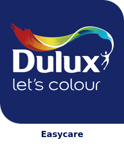 Dulux Easycare logo with colourful paint stroke and tagline 'let's colour' on a dark blue background.