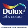 Dulux Standard Matt Emulsion Paint 2.5L container with colourful logo and branding for home decorating projects.
