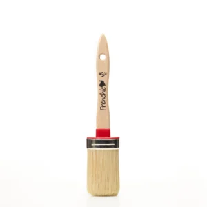 Frenchic 45mm Oval Brush with red ferrule and natural bristles on white background Caption Text: