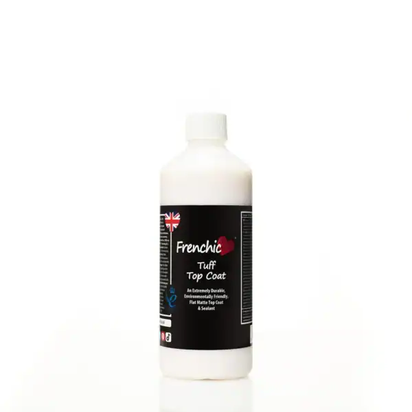 Bottle of Frenchic Tuff Top Coat with black label, shown on a white background for product display