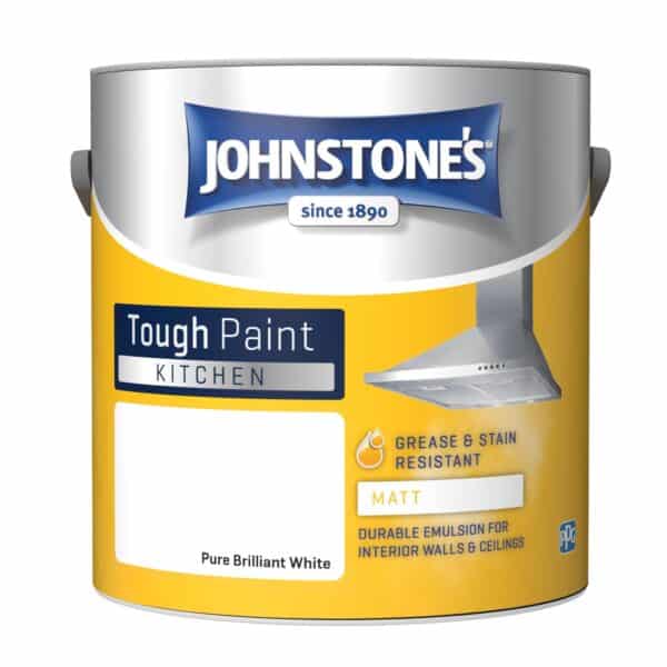 Johnstone’s Kitchen Matt Pure Brilliant White 2.5 L tin – washable emulsion for kitchens and bathrooms