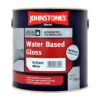 Johnstone’s Trade Aqua Water-Based Gloss Brilliant White tin — glossy paint for wood and metal