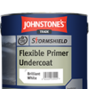 Johnstone's Trade Stormshield Flexible Primer Undercoat Brilliant White tin – solvent-based undercoat for exterior wood and metal
