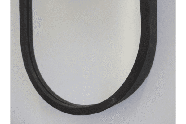 Black oval mirror with a rope-style frame, suitable for home decor from Stringers DIY.