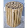 Unique wooden side table made from vertically arranged natural logs with a polished top surface.
