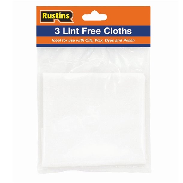 Rustins Lint Free Cloths 3 Pack – fibre-free cloths for oils, waxes, stains, and polishing