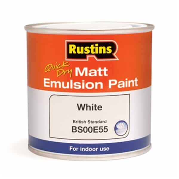 Rustins Quick Dry Matt Emulsion 250ml White – smooth matt wall and ceiling paint