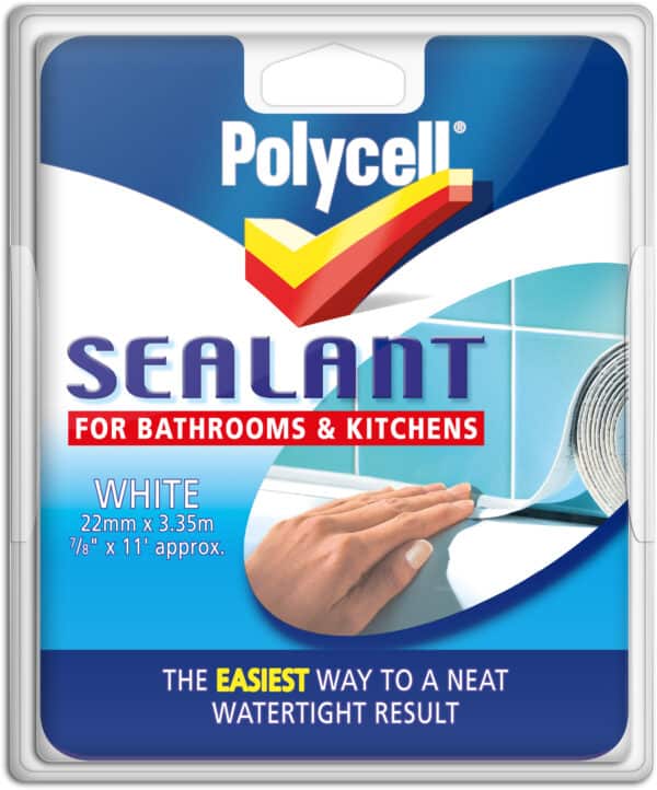 Polycell Sealant Strip for Bathrooms & Kitchens 22mm – waterproof self-adhesive strip for baths, sinks, and worktops