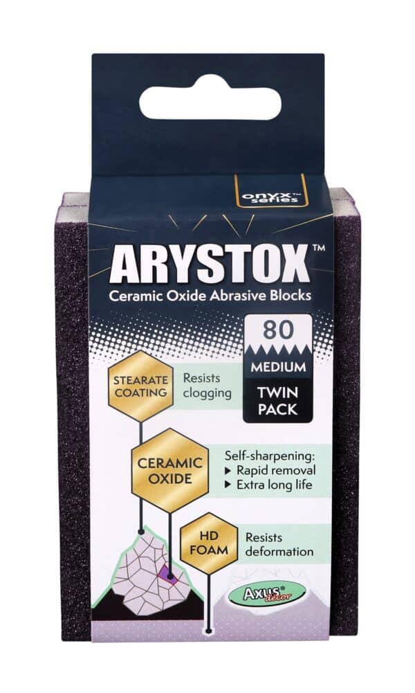 Arystox Ceramic Pro Sanding Block 80 grade 2 pack – reusable sanding block with self-sharpening ceramic grains.