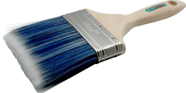 High-quality Axus Décor Blue Series Pro paint brush with wooden handle and synthetic bristles for smooth, precise painting finishes.
