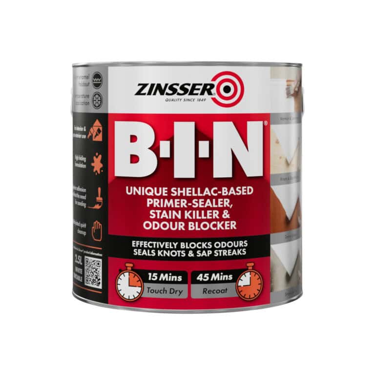 Zinsser B-I-N Primer 2.5l– shellac-based sealer and stain blocker for interior and spot exterior use