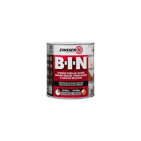 Zinsser B-I-N Primer 500ml – shellac-based sealer and stain blocker for interior and spot exterior use