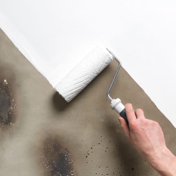 bin shellac primer applied over smoke damaged walls.