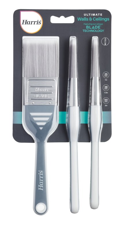 Harris Ultimate Blade Brush Set 3 Piece. Unique blade-shaped bristles for crisp edges and professional results.