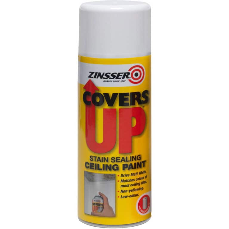 Zinsser CoversUp Aerosol 400ml – stain block and matt white ceiling paint spray