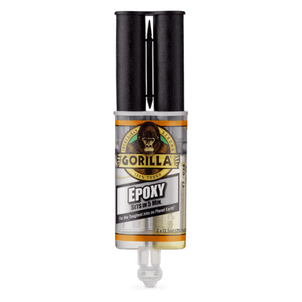Gorilla Epoxy Glue 25 ml syringe – fast-setting clear two-part epoxy