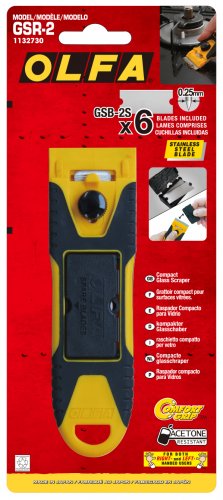Olfa Pro Glass Scraper GSR-2 with ergonomic handle and safety cover.