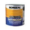 2.5l Clear satin varnish for durable, non-yellowing wood protection.