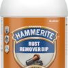 Rust-removing dip for tools, hardware, and small metal parts.