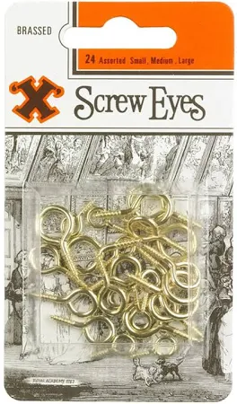 X-Hook Screw Eyes 24pk – assorted small, medium, and large metal fixings