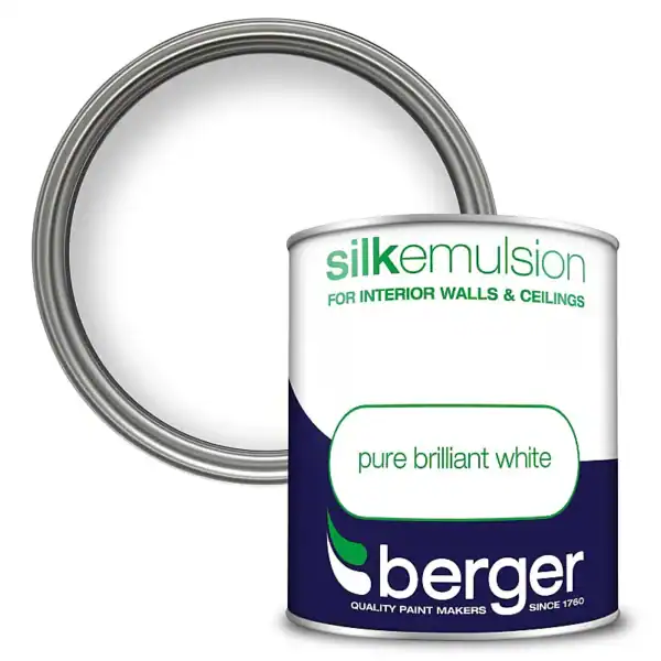 Berger Silk Emulsion 1L Brilliant White – smooth, washable high-sheen wall paint