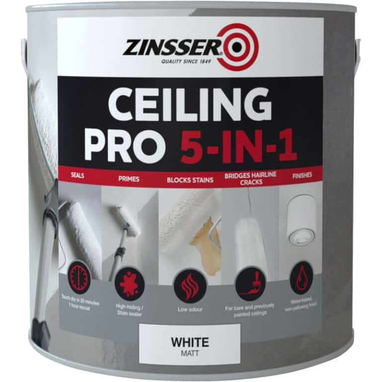Zinsser Ceiling Pro 2.5L – one-coat stain-blocking matt ceiling paint