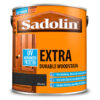 Sadolin Extra Durable Woodstain for exterior wood with UV protection, ideal for doors, windows, and conservatories, in ebony colour.