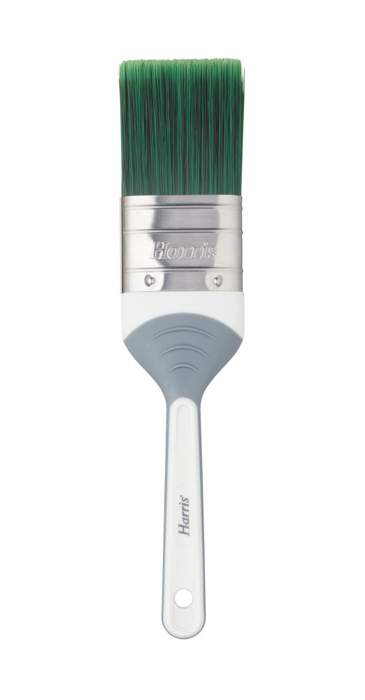 Harris Seriously Good Shed & Fence Brush with green bristles and ergonomic handle for outdoor painting and staining projects.