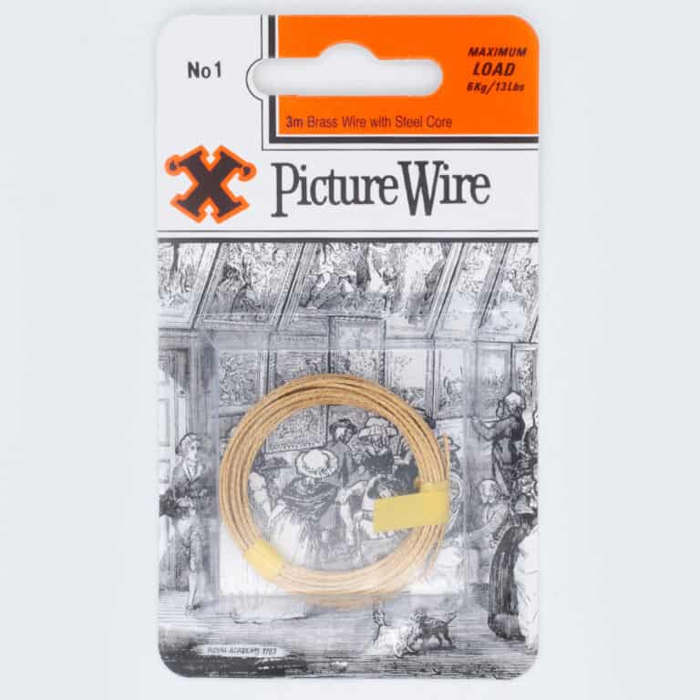 X-Hook No.1 Brass Picture Hanging Wire roll for secure and reliable picture hanging.
