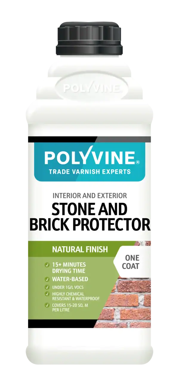 Polyvine Stone and Brick Protector 1L – Natural Finish, Water-Based Exterior and Interior Sealer