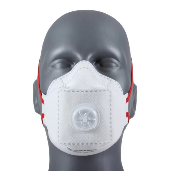 Blackrock Eazi-Breathe Mask – FFP3. front on view on head of mannequin.