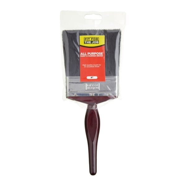 Fit For The Job All Purpose Paint Brush Range 4" Brush – synthetic bristle brushes available individually or in a 3-piece set for smooth paint application.