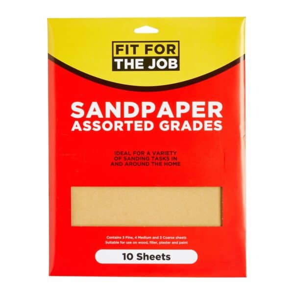 Fit For The Job Sandpaper Assorted Grades – 10 sheet pack for all sanding tasks