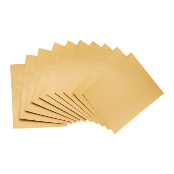 Assorted sandpaper sheets – fine, medium, and coarse grades