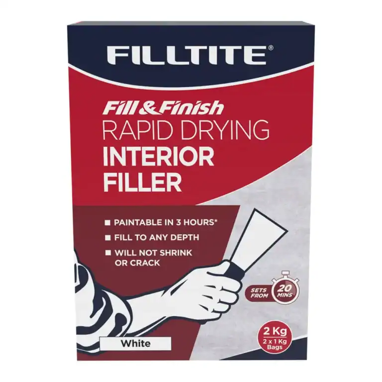 Filltite rapid dry interior white powder filler 2kg pack.