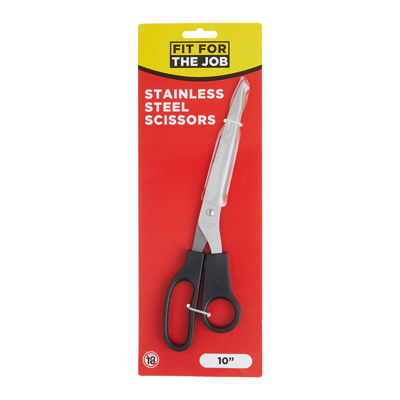 10 inch stainless steel scissors designed for everyday cutting tasks around the home, workshop, or site.
