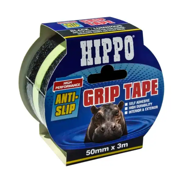 Hippo anti slip grip tape black luminous 50mm x 3m.