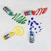 Polyvine Acrylic Colourants in red, green, blue, and yellow with poured paint patterns, designed for tinting Polyvine clear varnishes.