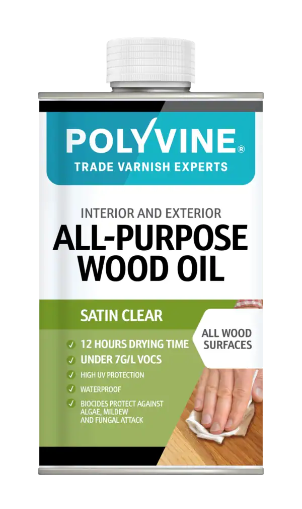 Polyvine Satin Clear All-Purpose Wood Oil for Wood Protection – 500ml