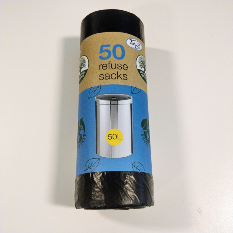 Tidyz Extra Strong Refuse Bags 50 pack for household waste