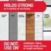 3m command strip holds on a variety of surfaces and what surfaces not to use on.