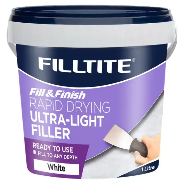 Filltite ultra light white filler 1.5kg ready to use tub.