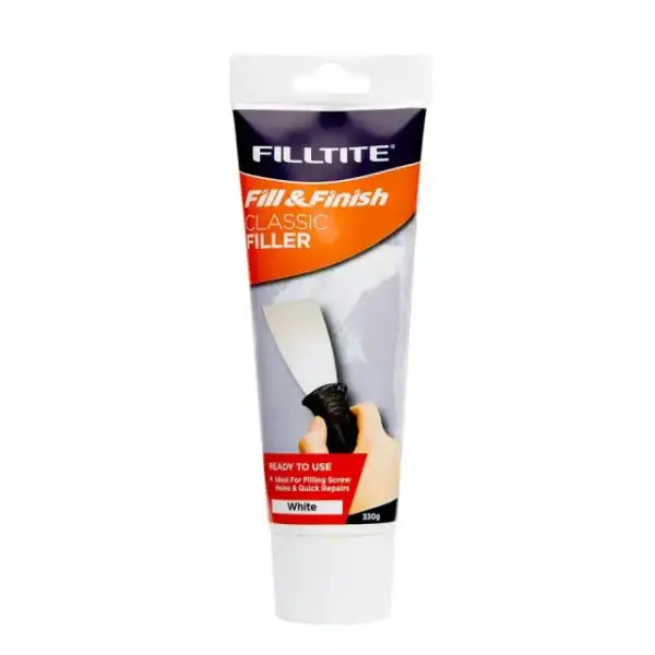 Filltite Fill & Finish Classic Ready To Use White Filler 330g – smooth repair filler for interior and exterior use.