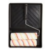 Fit For The Job Emulsion Roller & Tray Set unpackaged – paint roller tray kit with handle and two emulsion roller sleeves.
