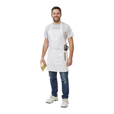 Fit For The Job decorators apron with adjustable straps and multiple pockets. Male Decorator modelling apron.