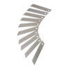 Fit For The Job segmented 18mm snap-off knife blades displayed fanned out.