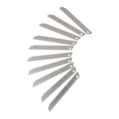 Fit For The Job segmented snap-off knife blades displayed fanned out 9mm.