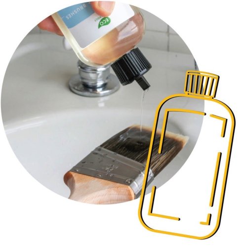 Applying Pretty Boy paint cleaner to paint brush for cleaning.