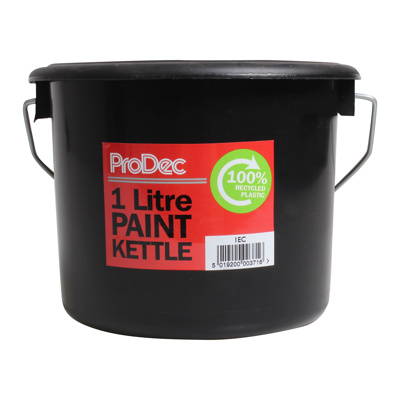 ProDec 1 Litre Paint Kettle made from recycled plastic with metal carry handle.